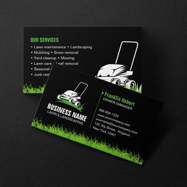 Professionell Black Grönt Gräsmatta Care & Landsca Visitkort (Skapare uppladdad)