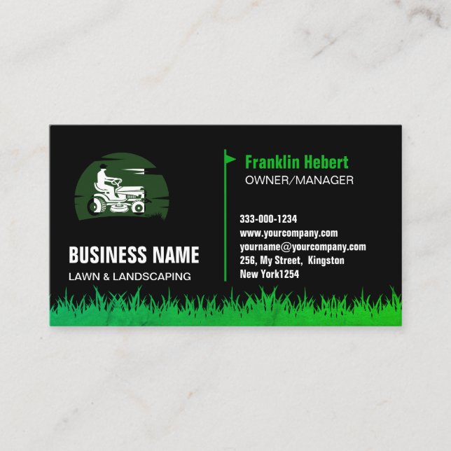 Professionell Black Grönt Gräsmatta Care & Landsca Visitkort (Framsida)