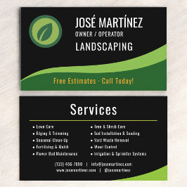 Professionell Black Grönt Landscaping Gräsmatta Ca Visitkort