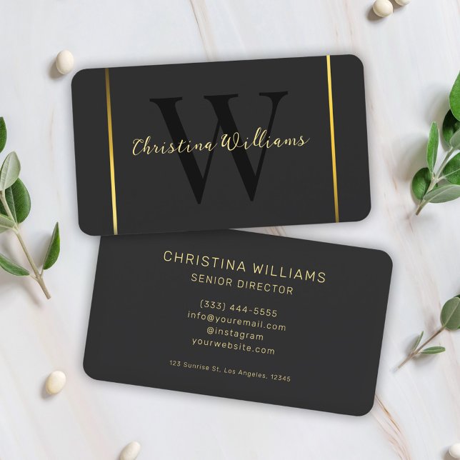 Professionell Black Guld Modern Minimalist Elegant Visitkort (Professional Black Gold Modern Minimalist Elegant Business Card)