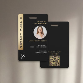 Professionell Black & Guld Notary QR-kodfoto-ID