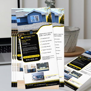 Professionell Black & Gult Real State Modern Reklamkort