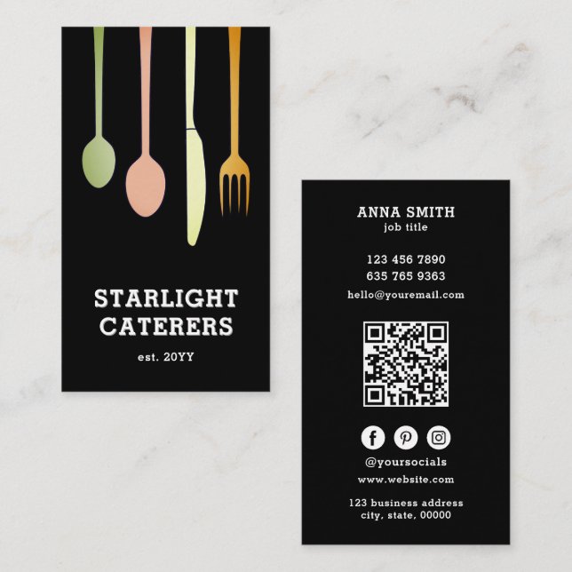 Professionell Black Insida Caterer Anpassningsbar  Visitkort (Fram/baksida)