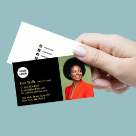 Professionell Black Lägg till bild Logotyp Social  Visitkort