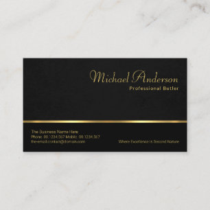 Professionell Black Lagrar Guld Line Butler Servic Visitkort