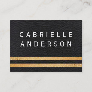 Professionell Black Leather/Guld Glitter Rand Visitkort