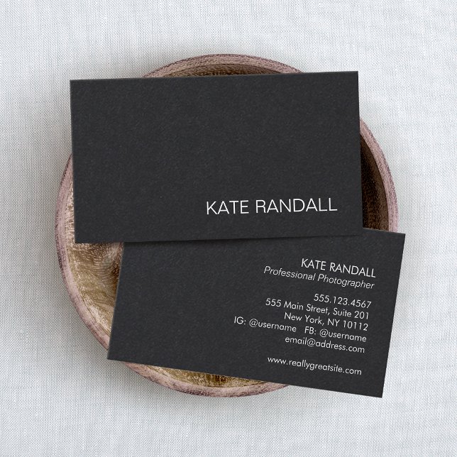 Professionell Black Modern MInimalist Visitkort (black professional minimalistic business cards)