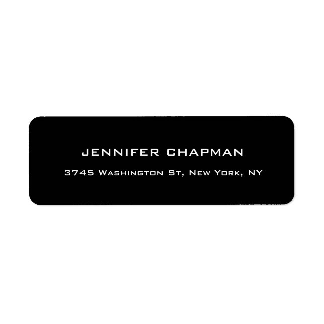 Professionell Black Modern Plain Elegant Minimalis Returadress Etikett (Framsidan)