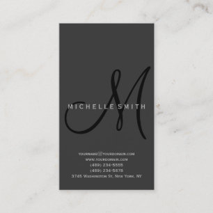 Professionell Black Monogram Grått Affärskort Visitkort