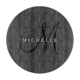 Professionell Black Monogram Grått Ditt namn