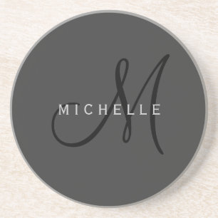 Professionell Black Monogram Grått Ditt namn Underlägg