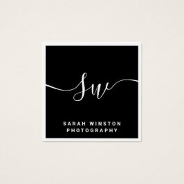 Professionell Black Namnteckning skriptmonogram Fyrkantigt Visitkort
