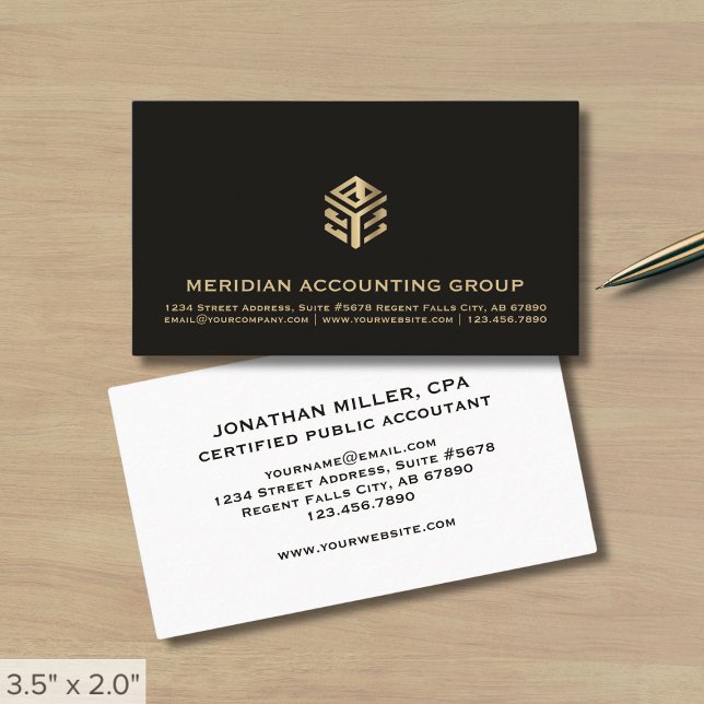 Professionell Black och Guld Geometric Logotyp Visitkort (Skapare uppladdad)