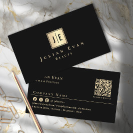 Professionell Black och Guld Monogram Affärskort Visitkort