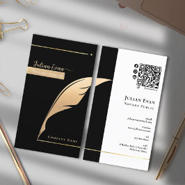Professionell Black och Guld Quill Notary Public Visitkort