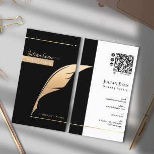 Professionell Black och Guld Quill Notary Public Visitkort