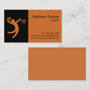 Professionell Black Orange Basketball Coach Visitkort