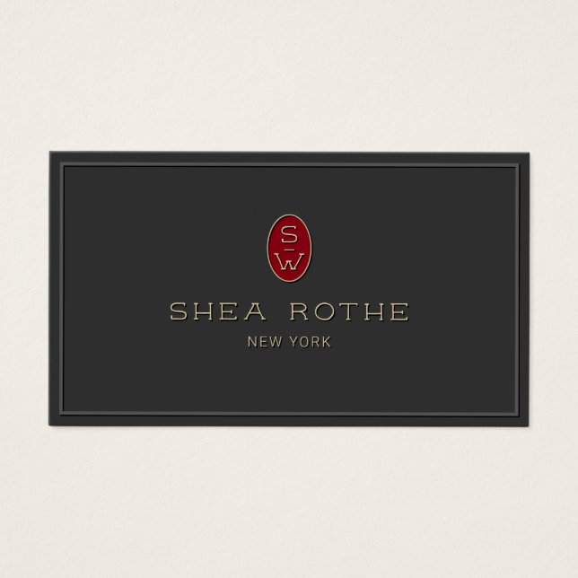 Professionell Black Red Monogram 3D-typografi Visitkort (Framsidan)