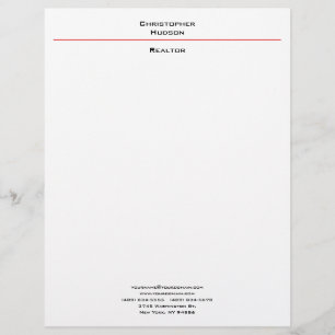 Professionell Black Red White Simple Plain Realtor Brevhuvud