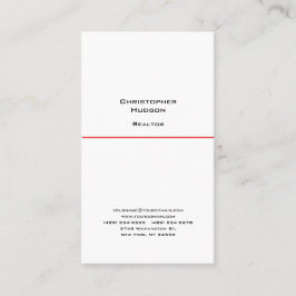 Professionell Black Red White Simple Plain Realtor Visitkort