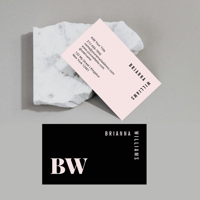 Professionell Black Rosa Monogram Modern Minimal Visitkort (Skapare uppladdad)
