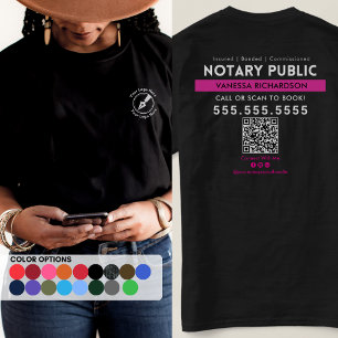 Professionell Black Rosa Notary Public Logotyp QR T Shirt