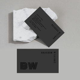 Professionell Black Simple Modern Minimal Monogram Visitkort