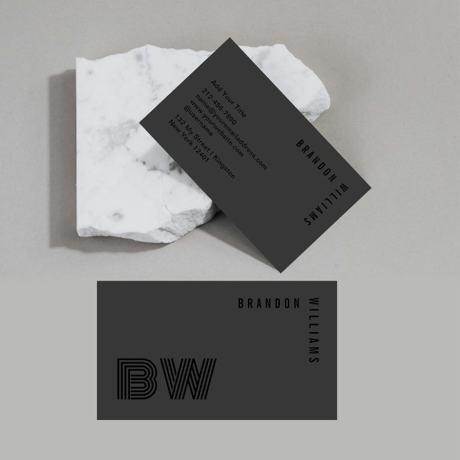 Professionell Black Simple Modern Minimal Monogram Visitkort (Skapare uppladdad)