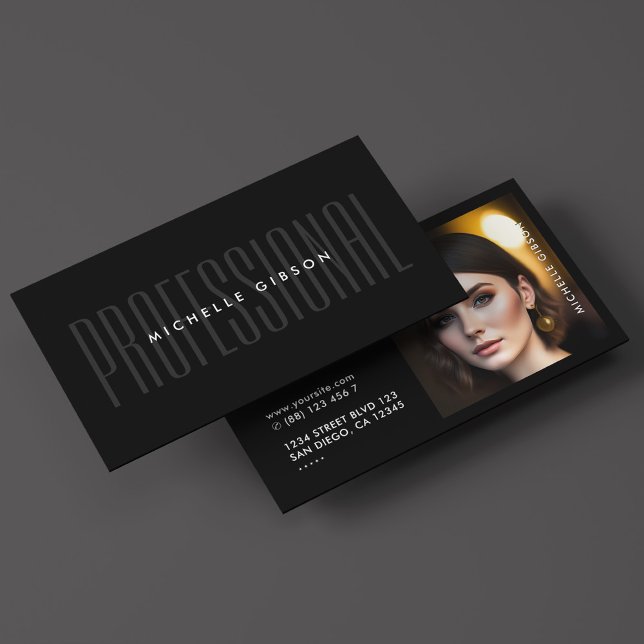 Professionell Black Simple Photo Minimal Visitkort (Professional Black Simple Photo Minimal Business Card
)