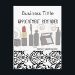 Professionell Black Snöre Beauty Mode Makeup Vykort<br><div class="desc">Möte påminnelsedesign med klassiskt vykort för kosmetolog,  saloner,  hårstilist,  stilist,  spollning,  husdjursgroomer,  mode,  sömmerska,  konstruktörer och andra tjänster. Vykort är anpassade - lägg till personlig information och kontorsinformation,  datum och tid för påminnelse! Fantastisk design! Vi erbjuder ett stort antal samordningsposter - från skjortor till affärskort. Kolla in vår butik.</div>