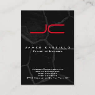 Professionell Black Stone Red Bold Monogram Visitkort