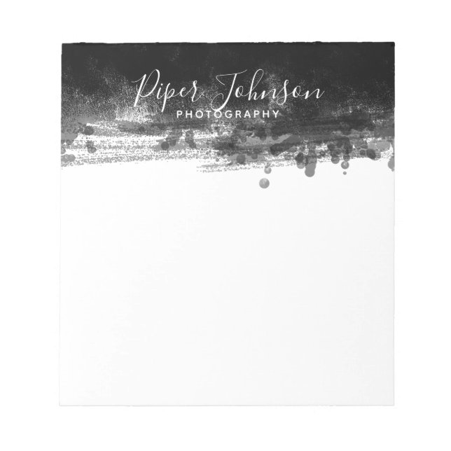 Professionell Black White Abstrakt Script Anteckningsblock (Framsida)