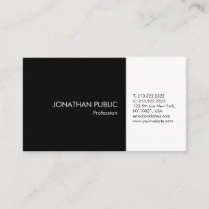 Professionell Black White Elegant Artistic Plain Visitkort