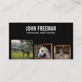 Professionell Black & White Horse Photo Equine Visitkort