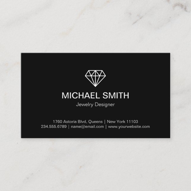 Professionell Black White Modern Diamond Logotyp Visitkort (Framsida)