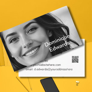 Professionell Black White Modern Photo Social Medi Visitkort
