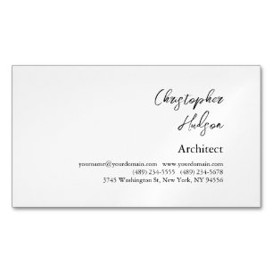 Professionell Black White Plain Architect Magnetiska Visitkort