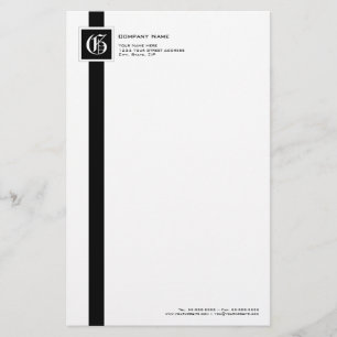 Professionell Black & White Rand Monogram Brevpapper