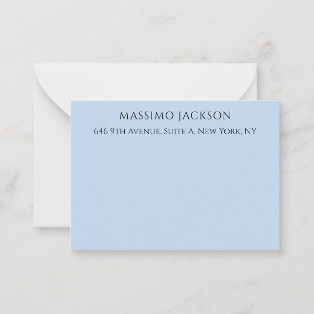 Professionell blekblå modern minimalistisk namn anteckningskort (Framsida)