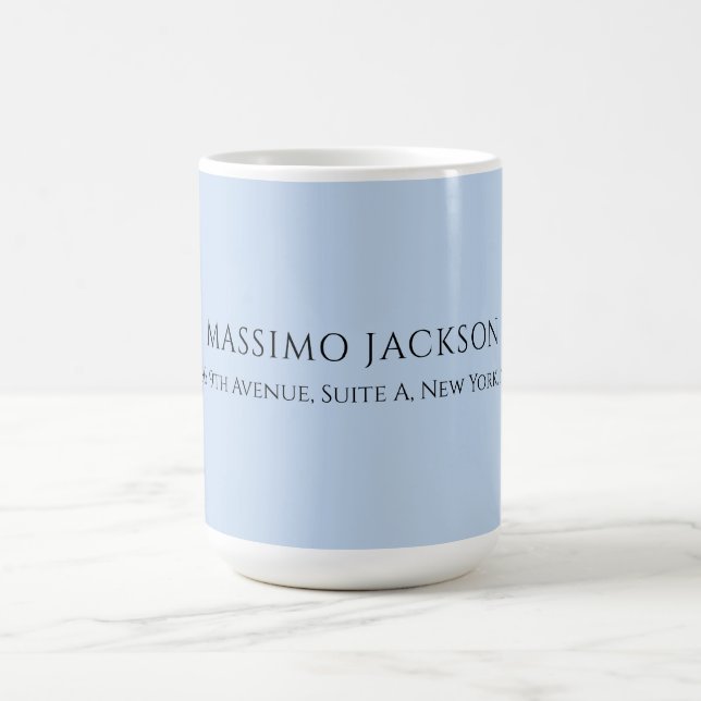 Professionell blekblå modern minimalistisk namn kaffemugg (Center)