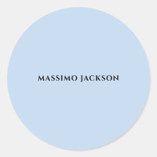 Professionell blekblå modern minimalistisk namn runt klistermärke