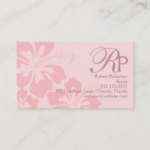Professionell Blommigt Tropical Rosa Monogram Visitkort