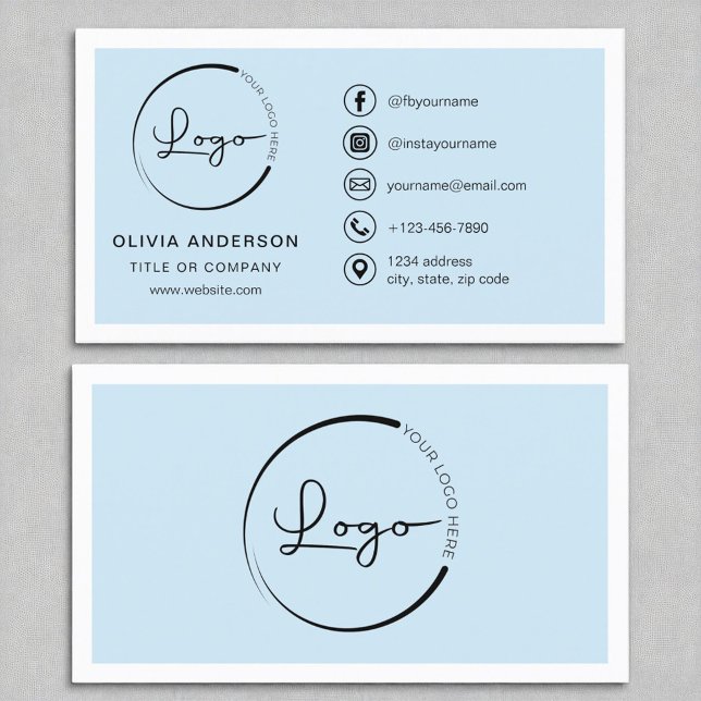 Professionell Blue Business Logotyp Social Media Visitkort (Skapare uppladdad)