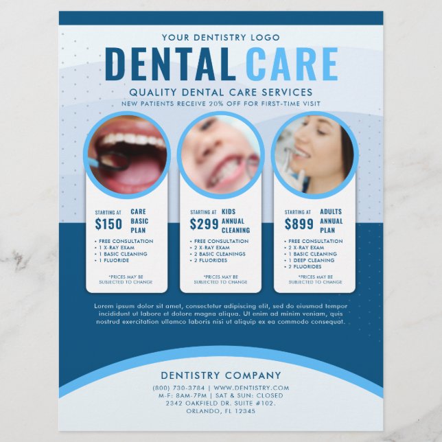 Professionell Blue Dental Care Annons Reklamblad (Framsidan)