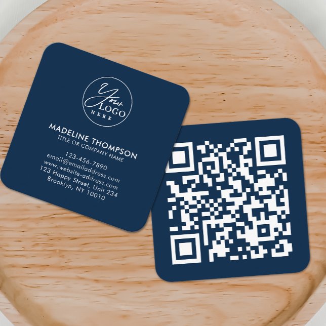Professionell Blue Generic Company Logotyp QR-kod Fyrkantigt Visitkort (Skapare uppladdad)