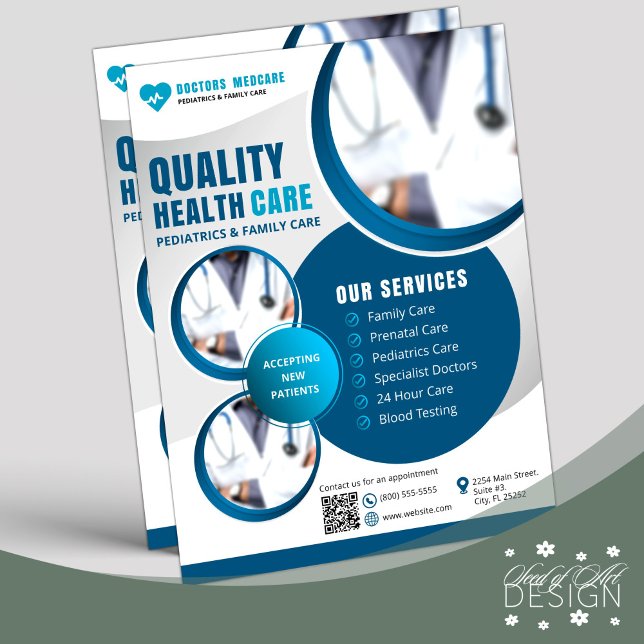 Professionell Blue Health Medical Care Business Reklamblad (Skapare uppladdad)
