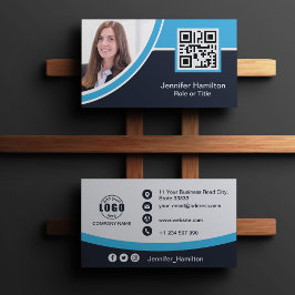 Professionell Blue - lägg till Logotypens QR-kodfo Visitkort