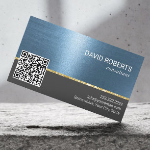 Professionell Blue Metallic QR-kod Visitkort