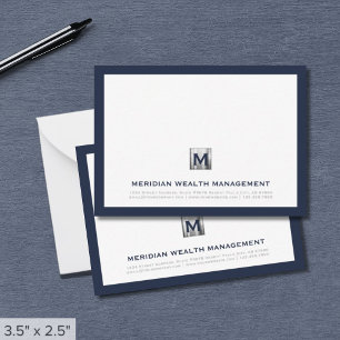 Professionell Blue Silver Monogram Branded Anteckningskort