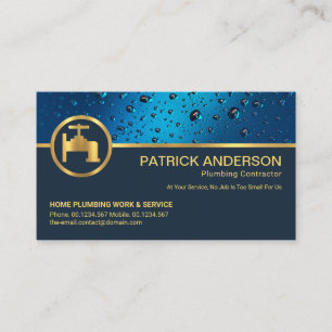 Professionell Blue Vatten droppar Guld Faucet Plum Visitkort